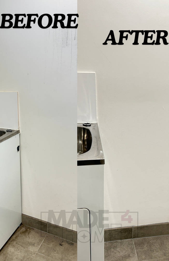 Laundry sink before & after clean