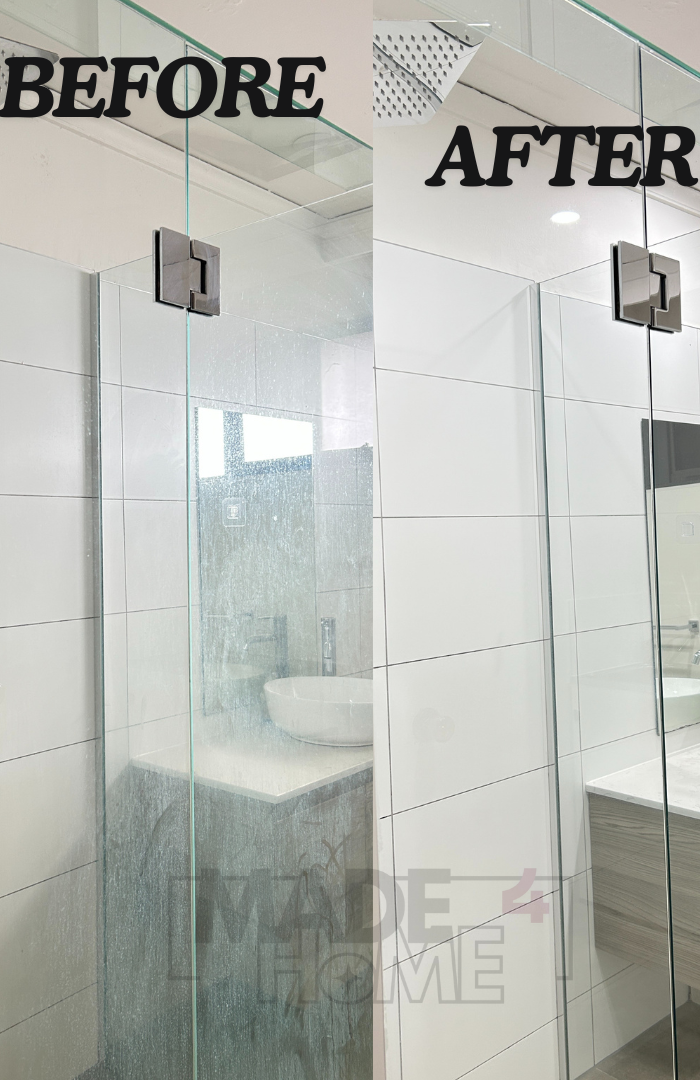 Shower glass before & after regular clean