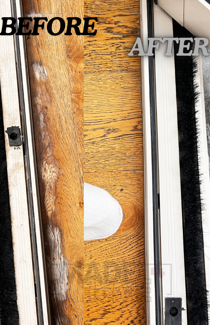 Sliding door before & after regular clean