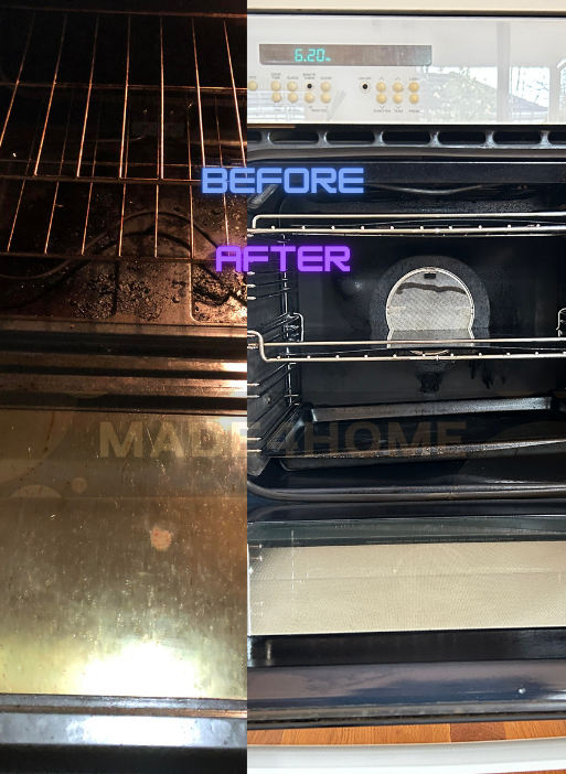 Oven before & after clean