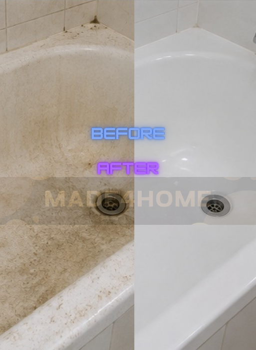 Bathtub before & after clean