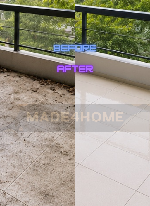 Terrace before & after clean